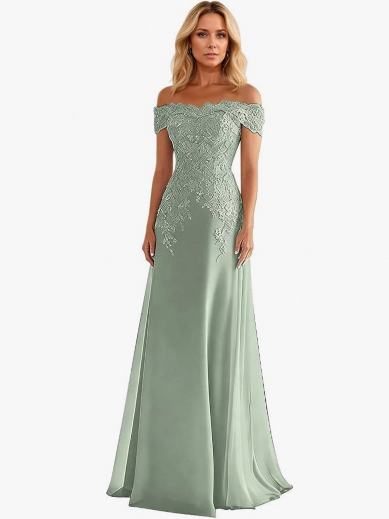 Chiffon Mother Of The Bride / Dresses For Wedding Off Shoulder Formal Dress Gown
